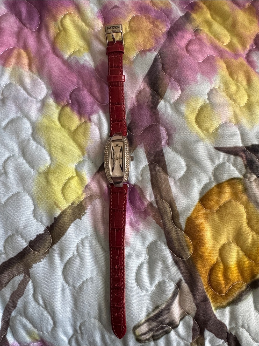 Swarovski Red Leather Crystal-Trim Women's Watch
